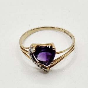 10K Gold Amethyst Ring Richard Klein Jewelry  KLJCI Heart Shaped Estate Size 4.5